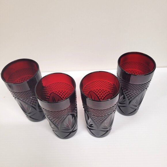 Luminarc Cristal D'Arques Durand Ruby Red Set 4 Tumblers Glass France 6 1/4'' - Picture 2 of 5